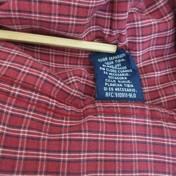 Puritan Shirt Mens Large (42/44) Red Plaid Button Front Long Sleeve Collar - Picture 7 of 7
